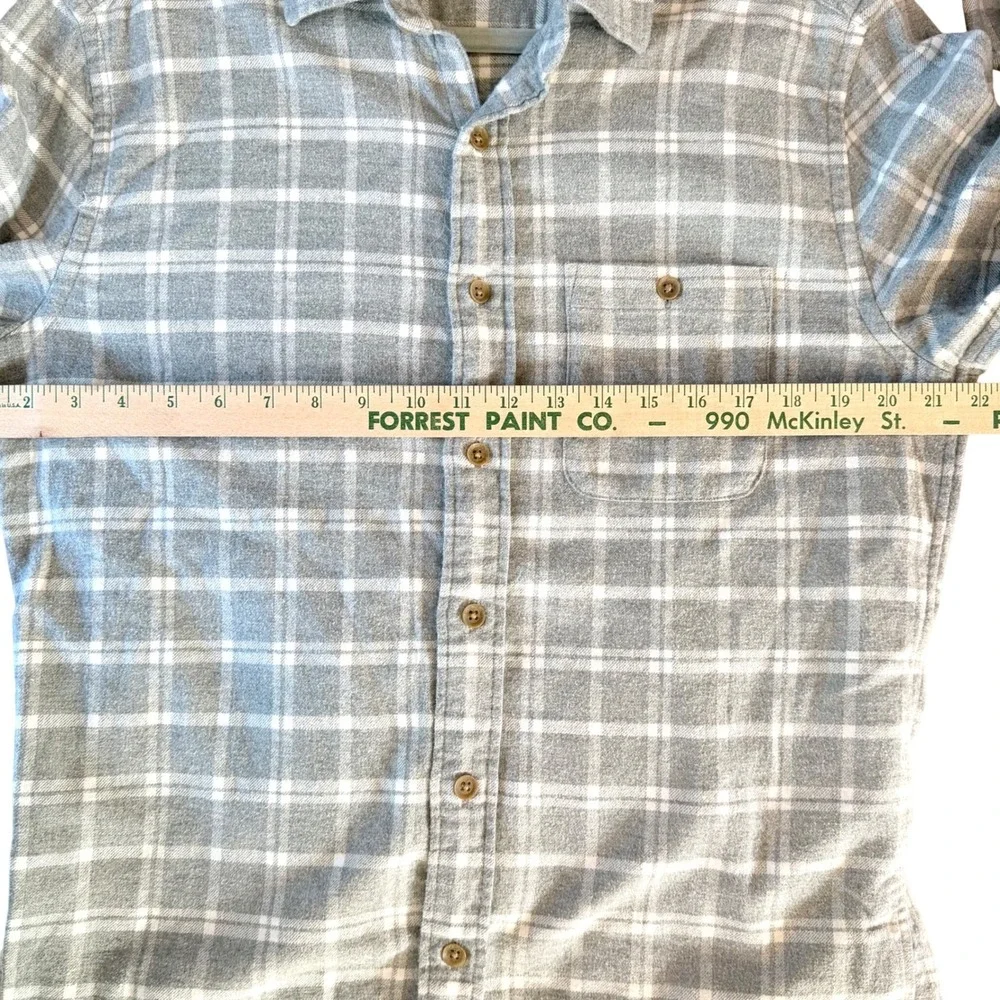 Faherty Plaid Super Brushed Flannel Shirt‎ Men's Small Gray Cotton Button Down
